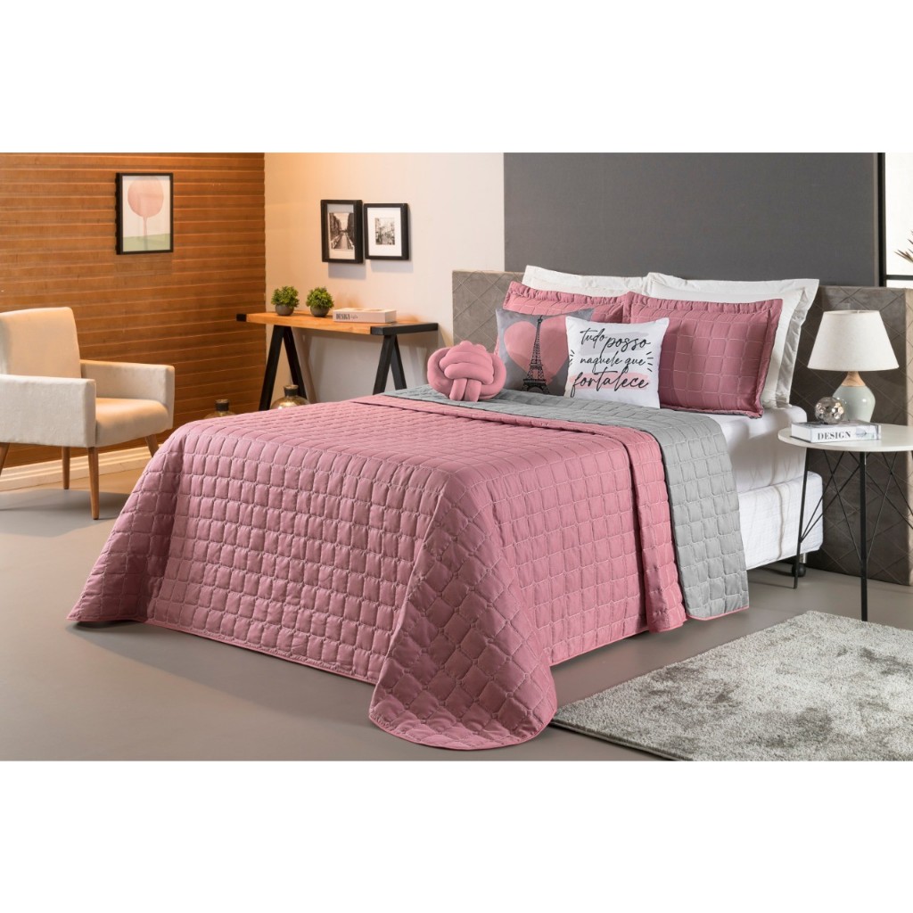 Jogo De Cama Cobre Leito Dupla Face Paris 08 Peças Cama Queen