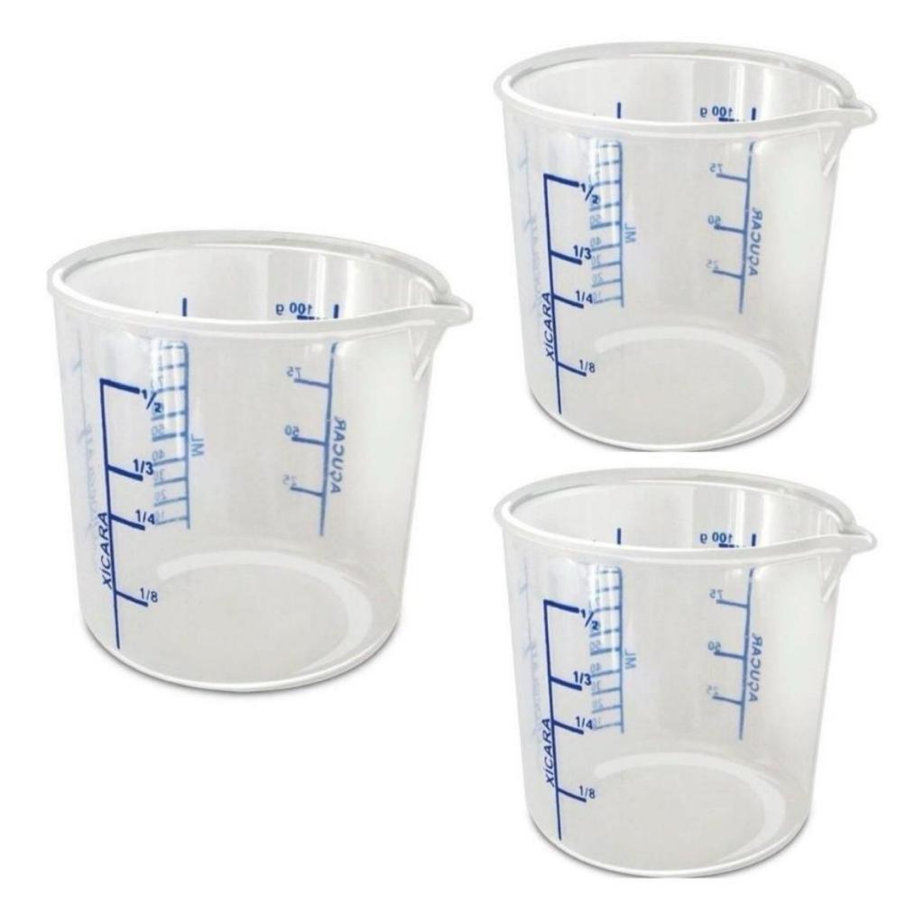 Kit com 3 Copinho Culinário Medidor 100ml Injetemp