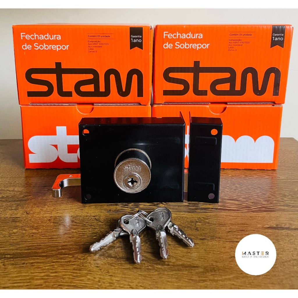 Fechadura 1701/100 Sobrepor Tetra Portão (Com 4 Chaves) STAM