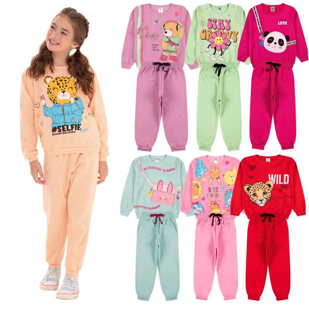 Conjunto Moletom Menina – Escolha Seu Modelo, com Estampas Fofas e Muito Conforto | Infantil Bebê Feminino Frio Inverno. em Oferta na Shopee