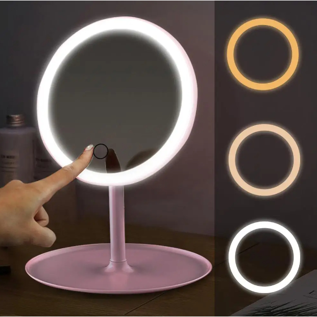 Espelho LED 3 Tons para maquiagem Touch Mesa Articulado
