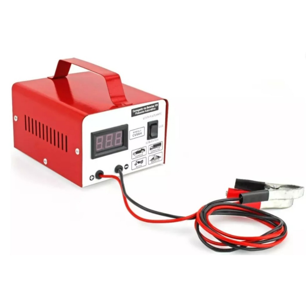 Carregador de Bateria Automotiva CV5 12 Volts 5 Amperes/Hr, Bivolt, Flutuante Inteligente Carro, Moto, Barco, Jetski e Estacionaria