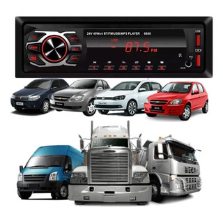 Aparelho Som Rádio Caminhão Van Tensão 24V MP3 Player Bluetooth 4x45W com 2 USB Leitor Charger Auxiliar SD Card Controle em Oferta na Shopee