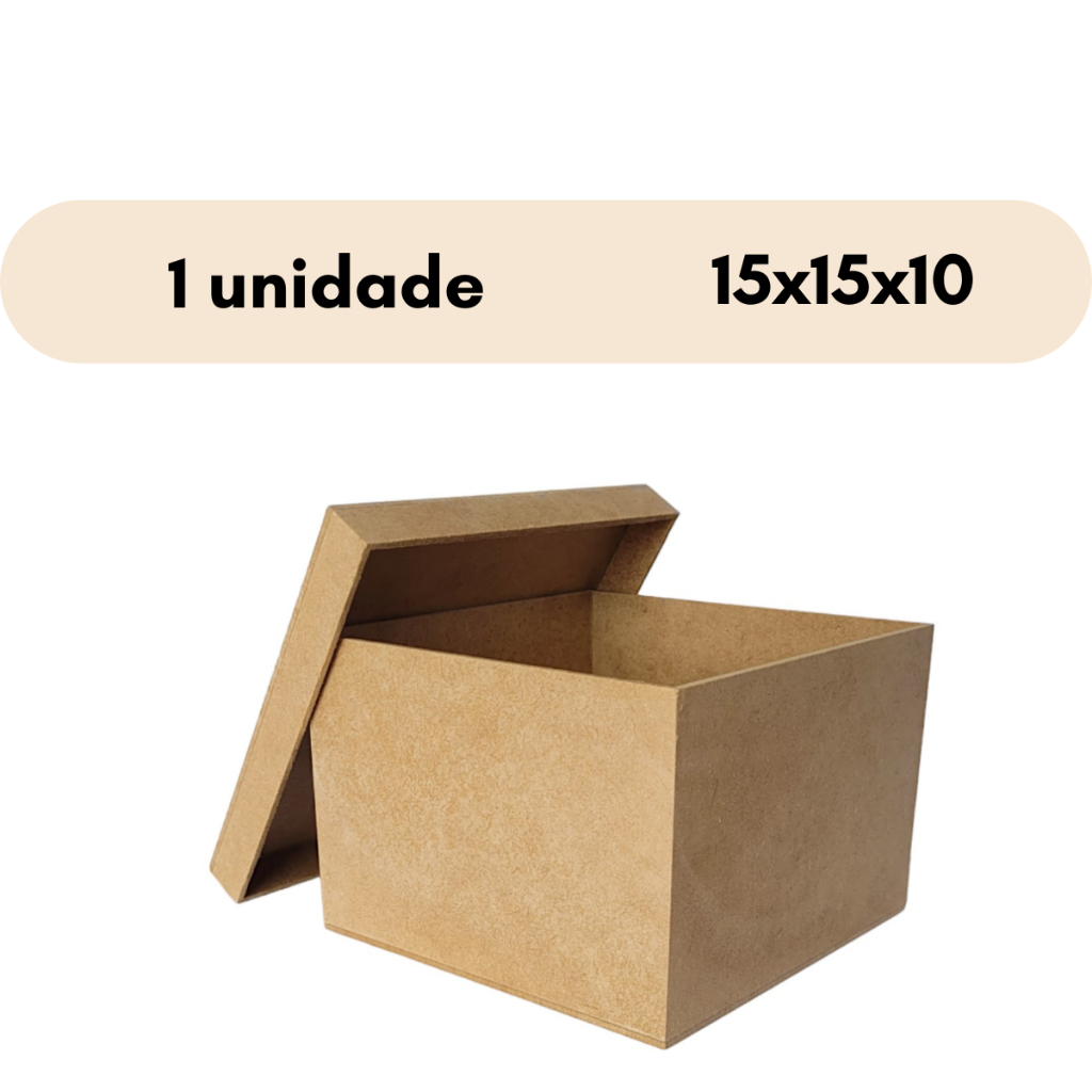 1 Caixa Mdf Cru Com Tampa 15x15x10 Convite Padrinhos em Oferta na Shopee