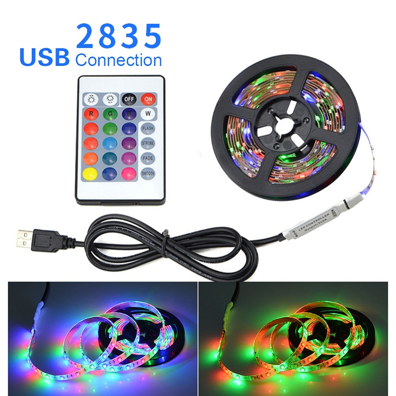 Fita De Led 5M USB Siliconada 6W Rgb Colorido  5 M/3M/2M  Com Controle Remoto 5V