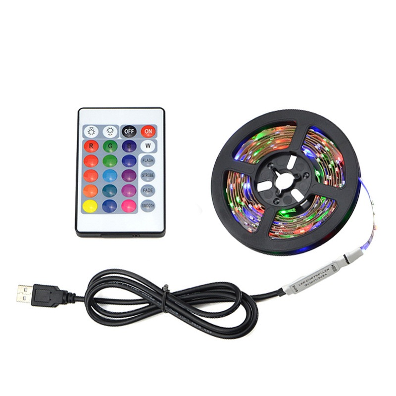 Fita De Led USB Siliconada Rgb Colorido 5v 2 Metros Com Controle Remoto 5V em Oferta na Shopee
