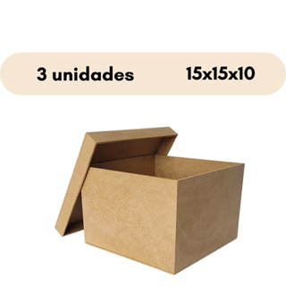 Caixa Mdf Cru Com Tampa 15x15x10 Convite Padrinhos - 3 unidades em Oferta na Shopee