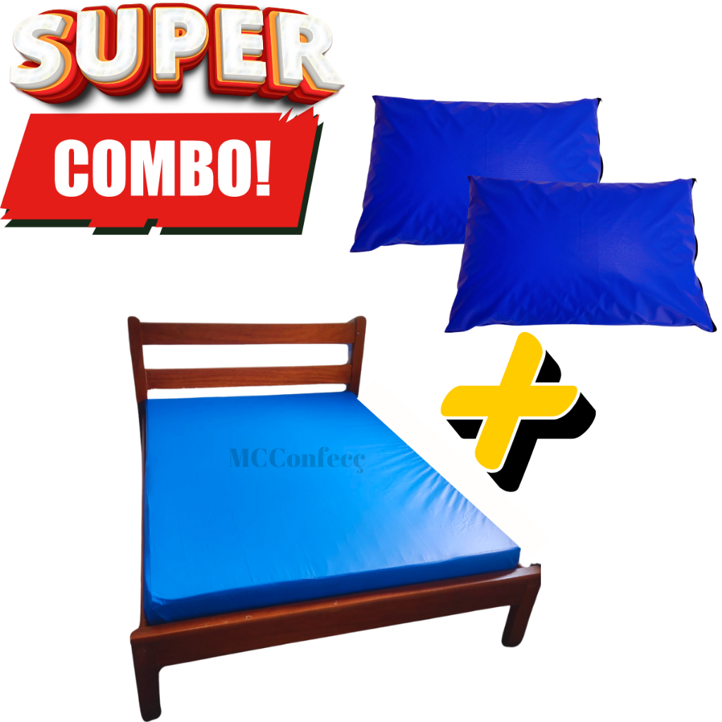 Protetor De Colchão Impermeável Casal Com 2 Fronhas Napa Premium Toque Macio Capa Impermeável Casal