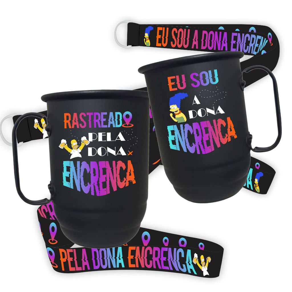 KIT CASAL- Caneca de alumínio 500ml com tirante personalizado- Casal, Namorados, Crush, amor, presente dia dos namorados