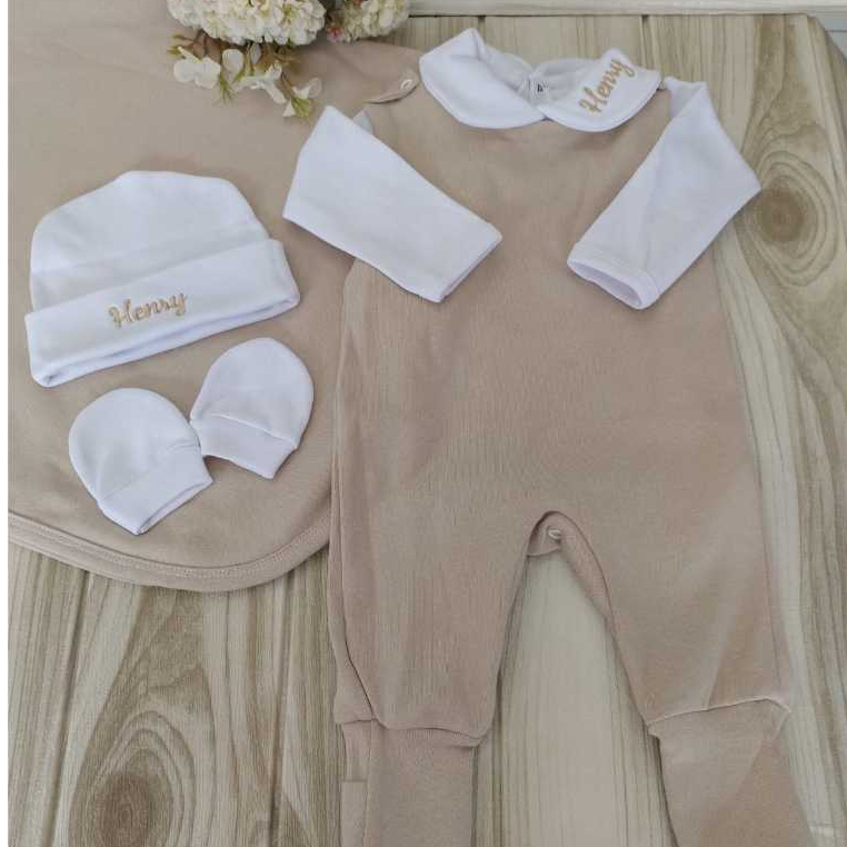 Saída maternidade kit 5 peças  menino menina personalizada 100% algodão