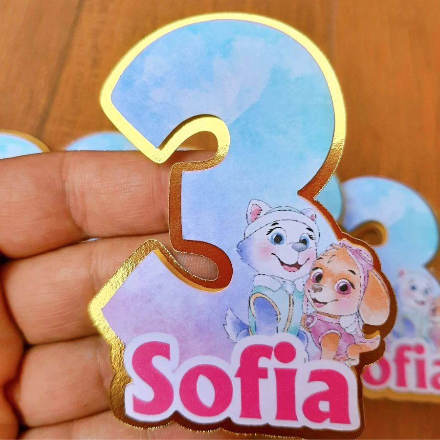 Kit Aplique para Tubete Personalizado Skye 3D Patrulha Canina -  Lembrancinhas de Aniversário