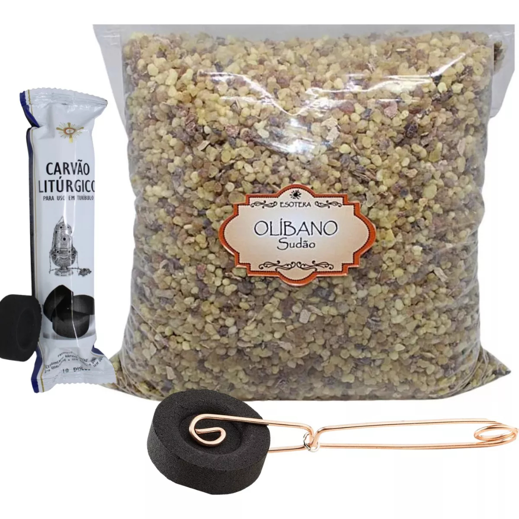 Kit Olíbano 100g 1 Pacote de Carvao  e 1 Pegador