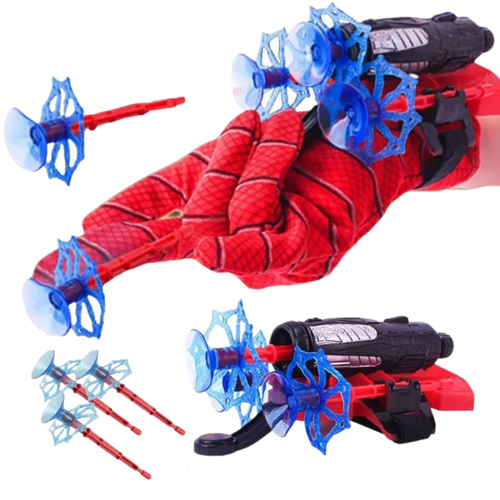 Luva Homem Aranha Lança Dardos Infantil Brinquedo Spider Man Lançador Teia Ventosa Original