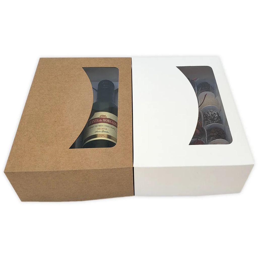 Caixas ( 6 UNIDADES)  Branco e Kraft para Longneck, mini vinhos e doces (regulagem para 6 doces ou 12 doces)