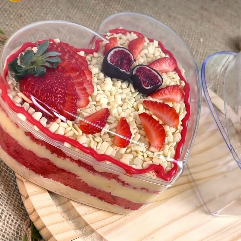 Detalhes do 10 CAKE BOX CORAÇÃO BLUESTAR 750 ml ACRILICO OFF//