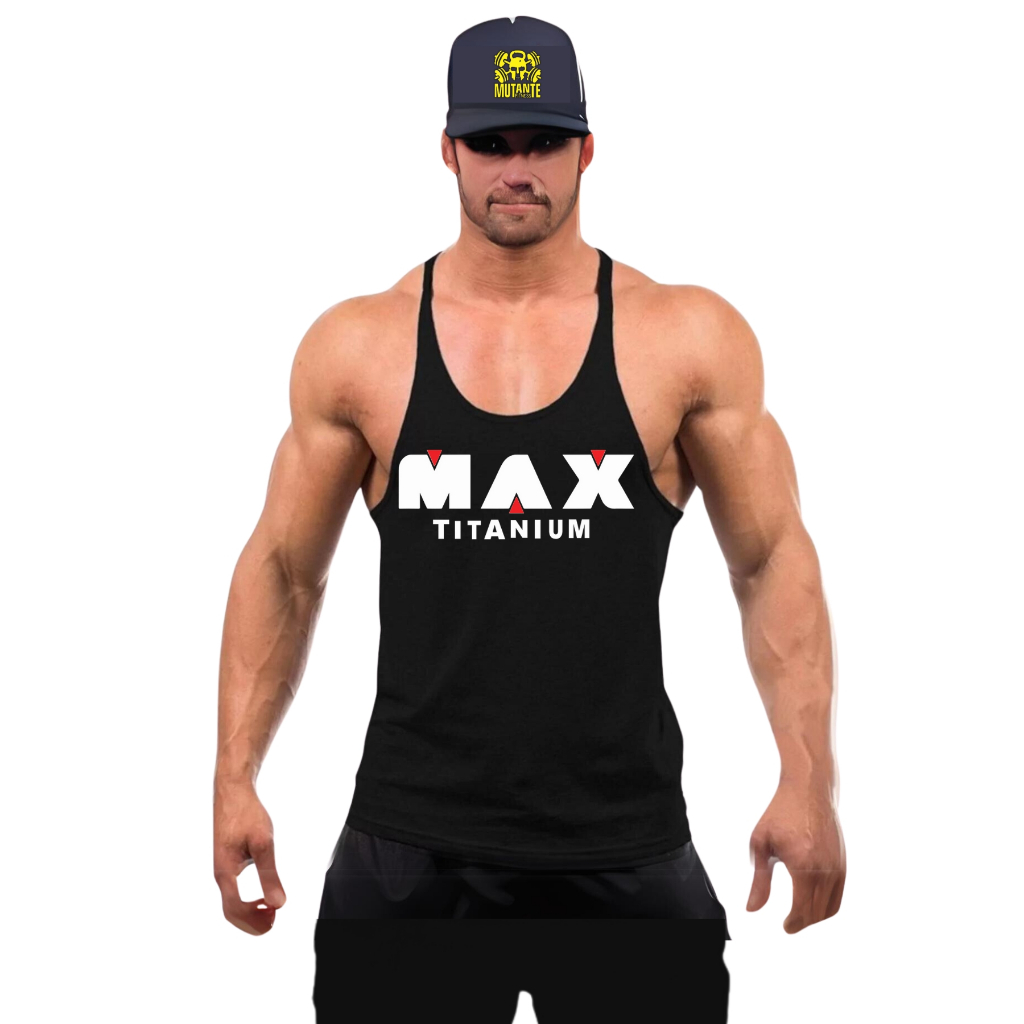 Camiseta Masculina Regata Cavada Max Titanium Treino Academia Musculação