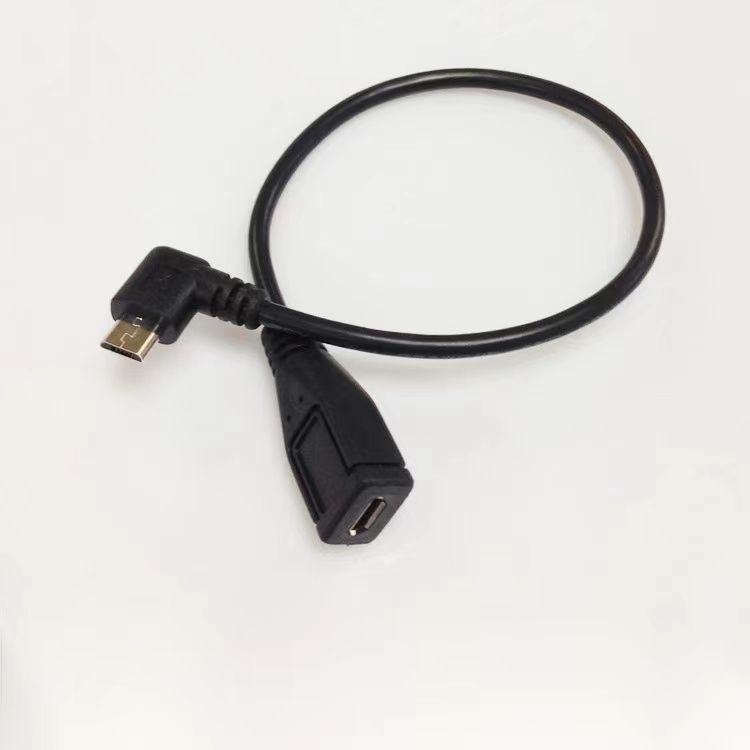 Macho para fêmea Micro cabo de extensão curvado micro USB 2.0 extensor 90 graus