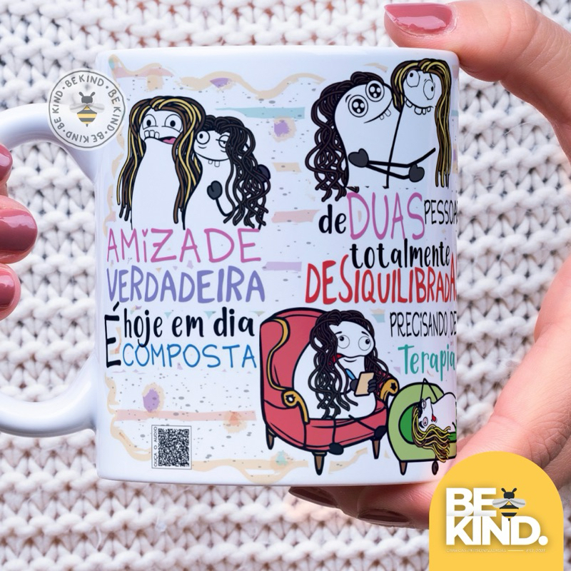 Caneca Personalizada Meme Flork Amizade Verdadeira | be kind.
