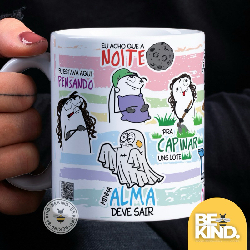 Caneca Personalizada Meme Flork Cansaço Fora de Base | be kind.