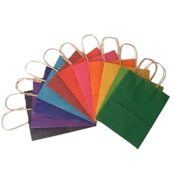 10~40 Sacola de Papel Kraft LEMBRANCINHA COLORIDAS 21,5x17,5x8,5 (LC) (CHOCO)