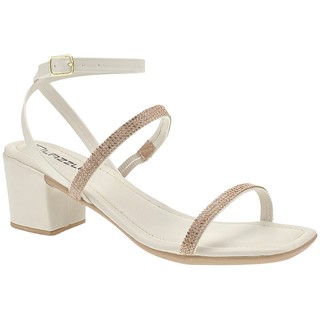 Sandália Salto Grosso Bloco Feminina Strass Brilho Dourada em Oferta na Shopee