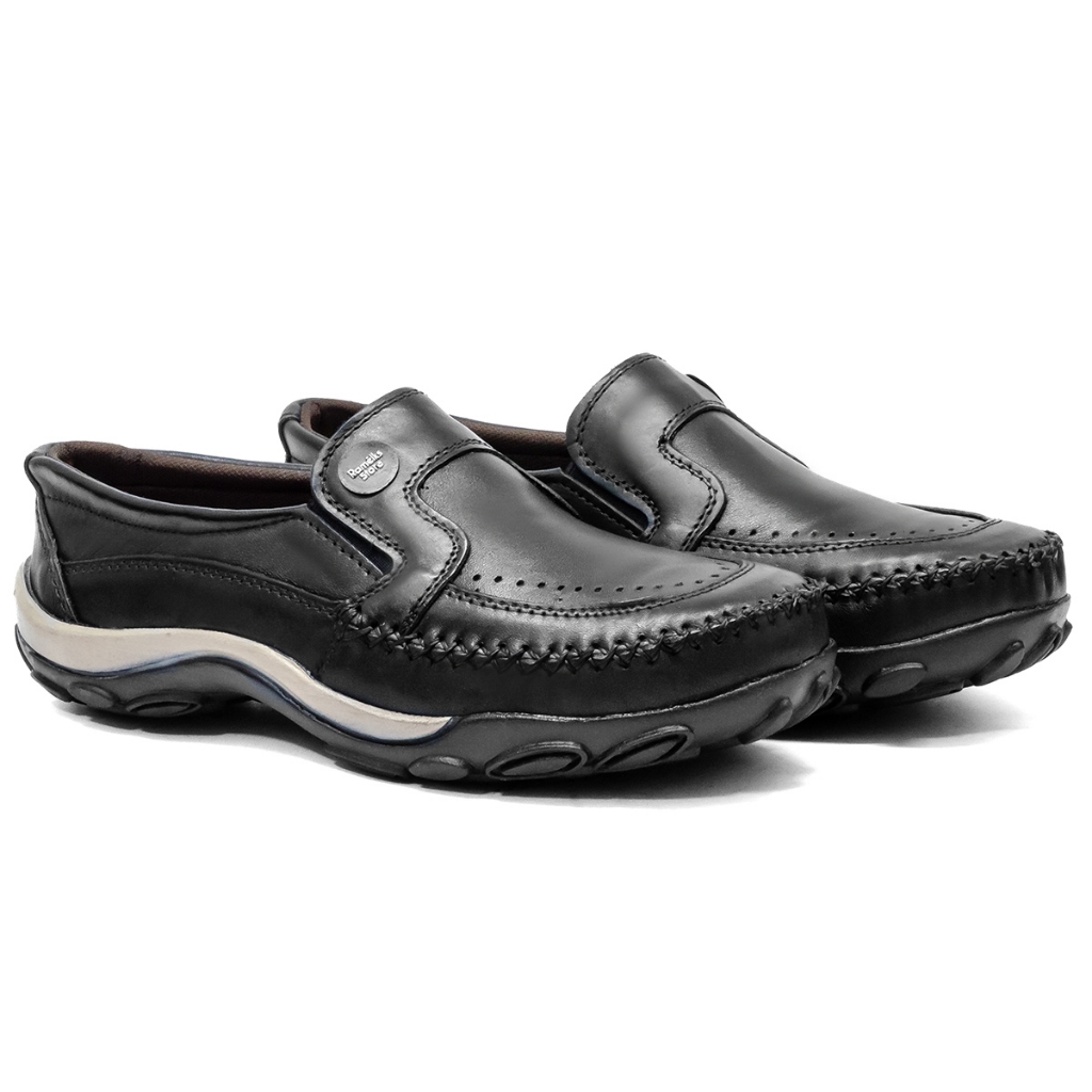 sapatilha mocassim masculino casual couro legítimo preto - 2020 — imagem 2 de 2