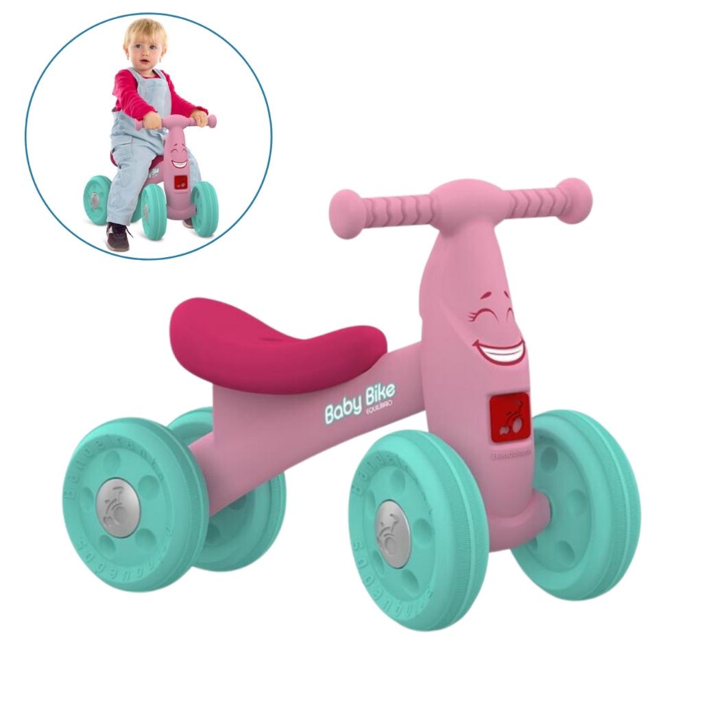 Bicicleta De Equilíbrio Infantil Bicicleta Sem Pedal 4 Rodas Desenvolvimento Motor Bandeirante