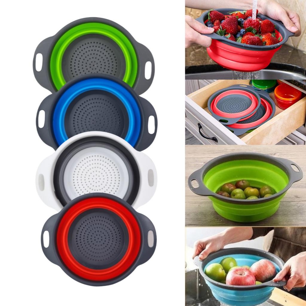 Escorredor Retrátil Silicone Com e Sem Cabo Lavador Dobrável Macarrão Legumes Verdura Cozinha Duhome em Oferta na Shopee
