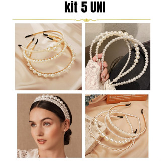 kit 5 Tiaras Pedraria Delicada Arco Cabelo Feminina Pérola Luxo Promoção em Oferta na Shopee