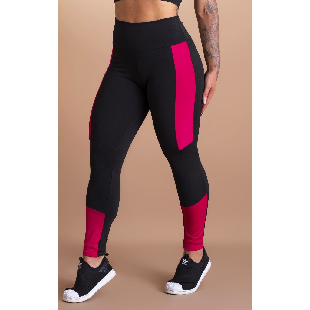 Calça Legging Feminina Fitness Esportiva Com Faixa Lateral Academia GJR Modas em Oferta na Shopee