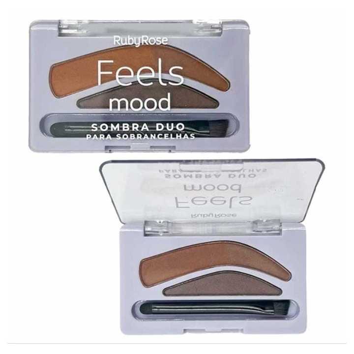 Paleta de Sombra Duo para Sobrancelha Feels Mood Cor 3 Ruby Rose HB9357