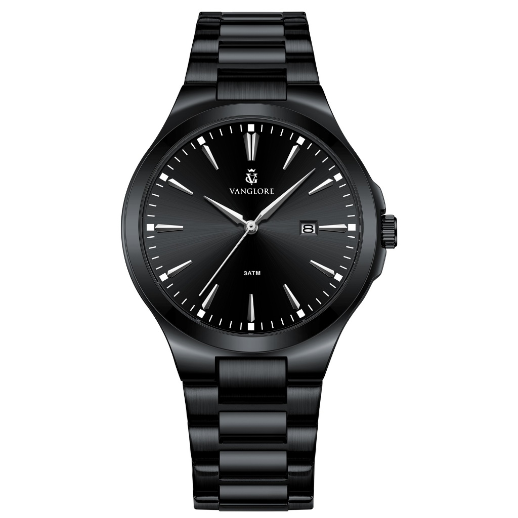 Relógio Masculino Slim Preto All Black 40mm Pulseira Aço Inox Vanglore Upclassic