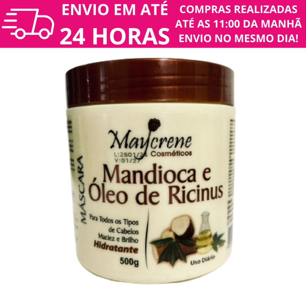 Mascara Capilar 500G Mandioca Hidratante creme de cabelo Maycrene