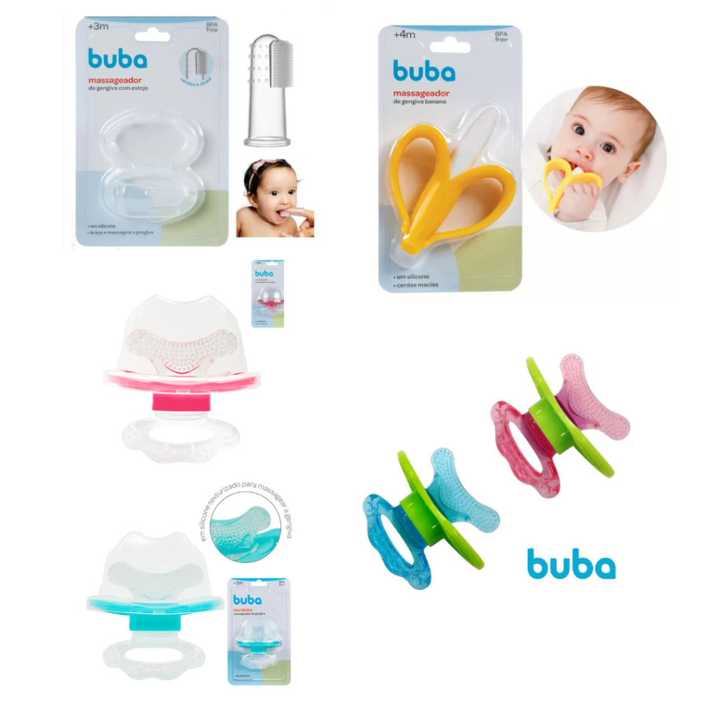 Massageador de Gengiva - Buba / Variações - Mordedores , Alivio para os primeiros dentinhos, Bebês, Dentição. em Oferta na Shopee