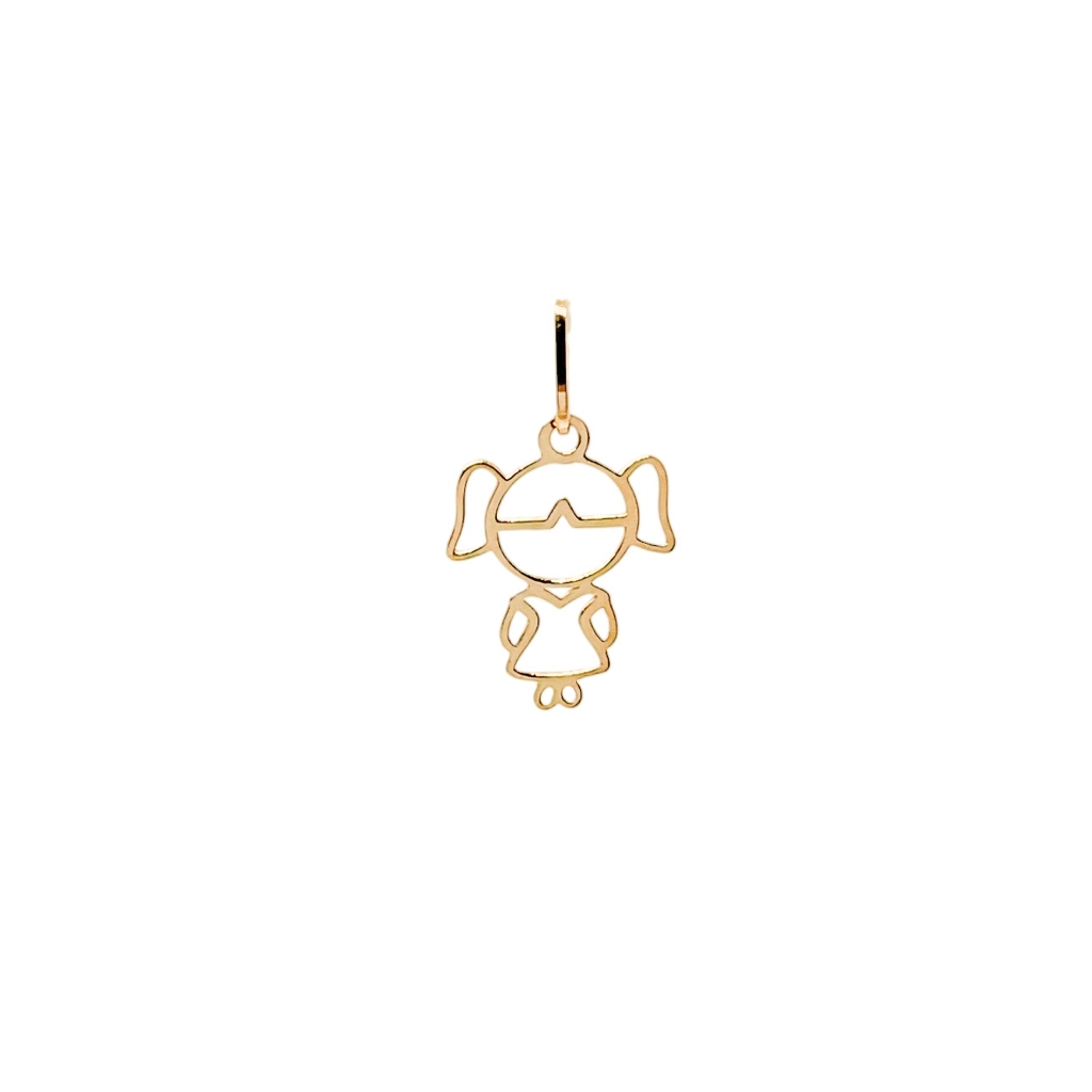 Pingente Menina em Ouro 18K 750 Legítimo 1.3cm Altura Com Garantia Eterna