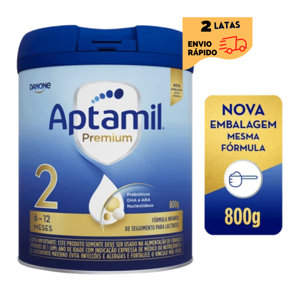 2 Latas Fórmula infantil Aptamil Premium 2 - Danone- 800 g