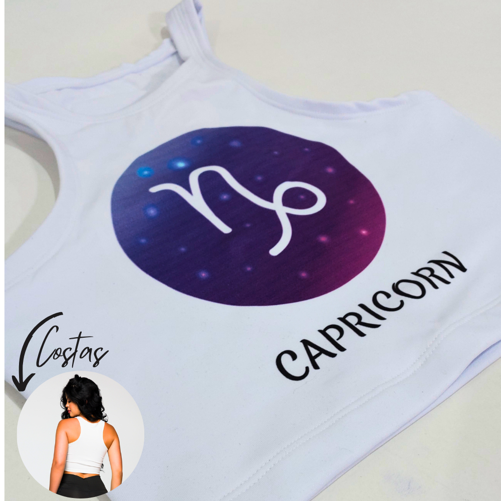 Cropped Signos Personalizado Sem Bojo Forrado Costas Nadador Todos Os Signos REBECA