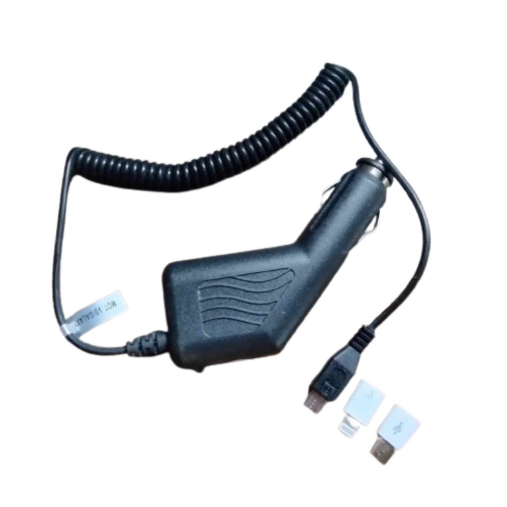 Carregador Cabo Veicular Com 2 Adaptadores Otg Para Carregar Celular iPhone Samsung Tipo C e V8
