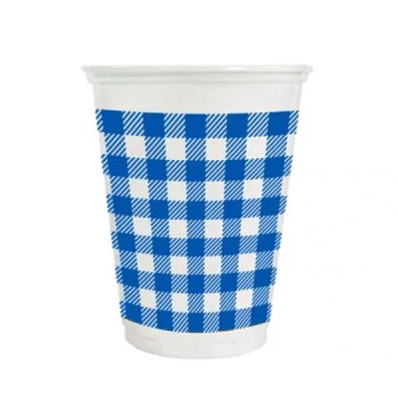 Copo de Plástico Xadrez Azul 200ml - 25 unidades - Rizzo Distribuidora