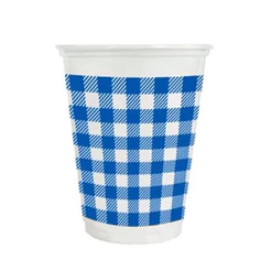 Copo de Plástico Xadrez Azul 200ml - 25 unidades - Rizzo Distribuidora