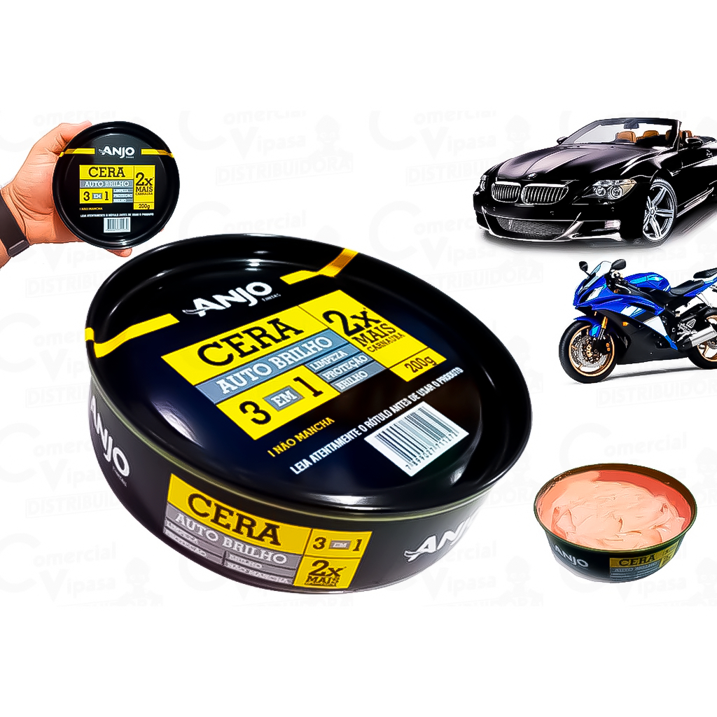 Cera Automotiva Auto Brilho Para Veículos Base De Carnaúba Limpeza Proteção Carro Moto Profissional em Oferta na Shopee