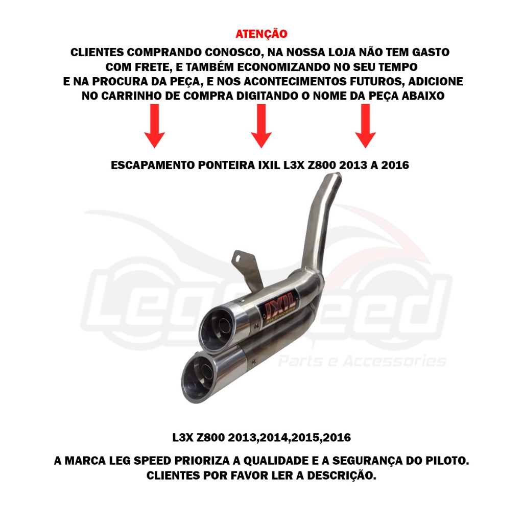 Escapamento Ponteira Z800 2013 A 2016 Ixil L3x