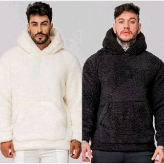 Blusão Teddy Com Capuz E Bolso Canguru Sherpa em Oferta na Shopee