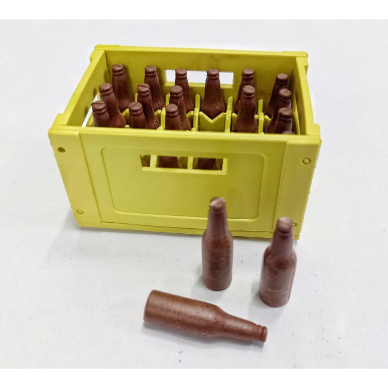 Engradado com garrafas brinquedo miniatura maquete escala 1:15 bar carga truck