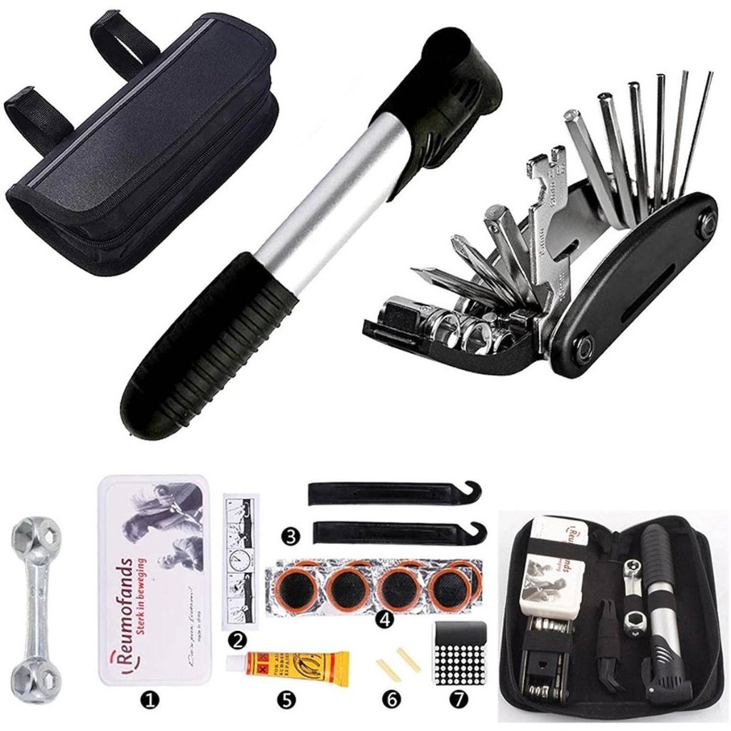 Kit Estojo de Ferramentas Para Bicicleta Bike Ciclismo Chaves Multiuso Bomba De Inflar Pneu Remendo Reparo Saca Pino Corrente em Oferta na Shopee