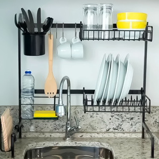 Cozinha Móvel Escorredor De Louças Chinês Kitchen Rack Aço Inoxidável Organizador Pia Preto Elegance em Oferta na Shopee