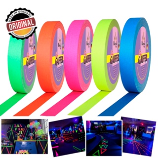 Fita Gaffer Tecido Kit 5 Cores 12mm x 5mts Efeito Neon Fluorescente Na Luz Negra Decorar Festas Balada Cha de Cozinha de Bebe Profissional  Demarcaçao de Palco  Eventos Sinalizaçao Nao Deixa Residuos UV Tape Reactive Blacklight Produto Original Alemanha em Oferta na Shopee
