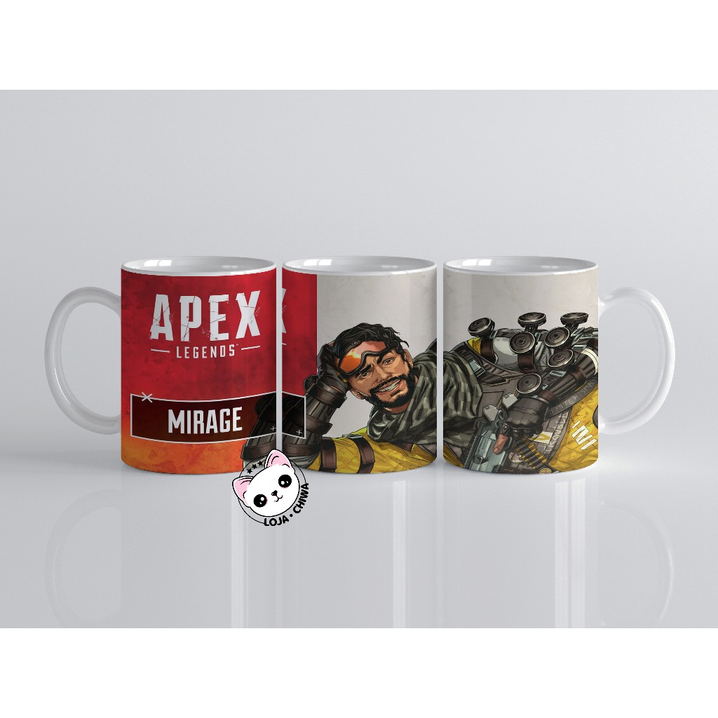Caneca Personalizada Apex Legends Mirage Jogo Gamer Battle Royal Personagems Cerâmica Importada