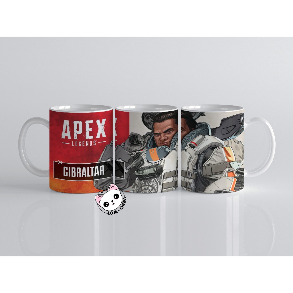 Caneca Personalizada Apex Legends Gibraltar Jogo Gamer Battle Royal Personagems Cerâmica Importada