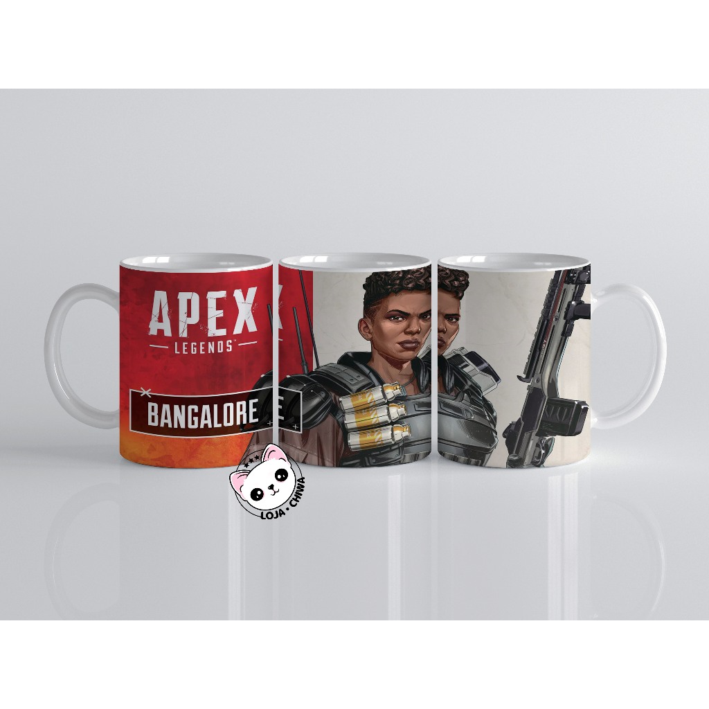 Caneca Personalizada Apex Legends Bangalore Jogo Gamer Battle Royal Personagems Cerâmica Importada